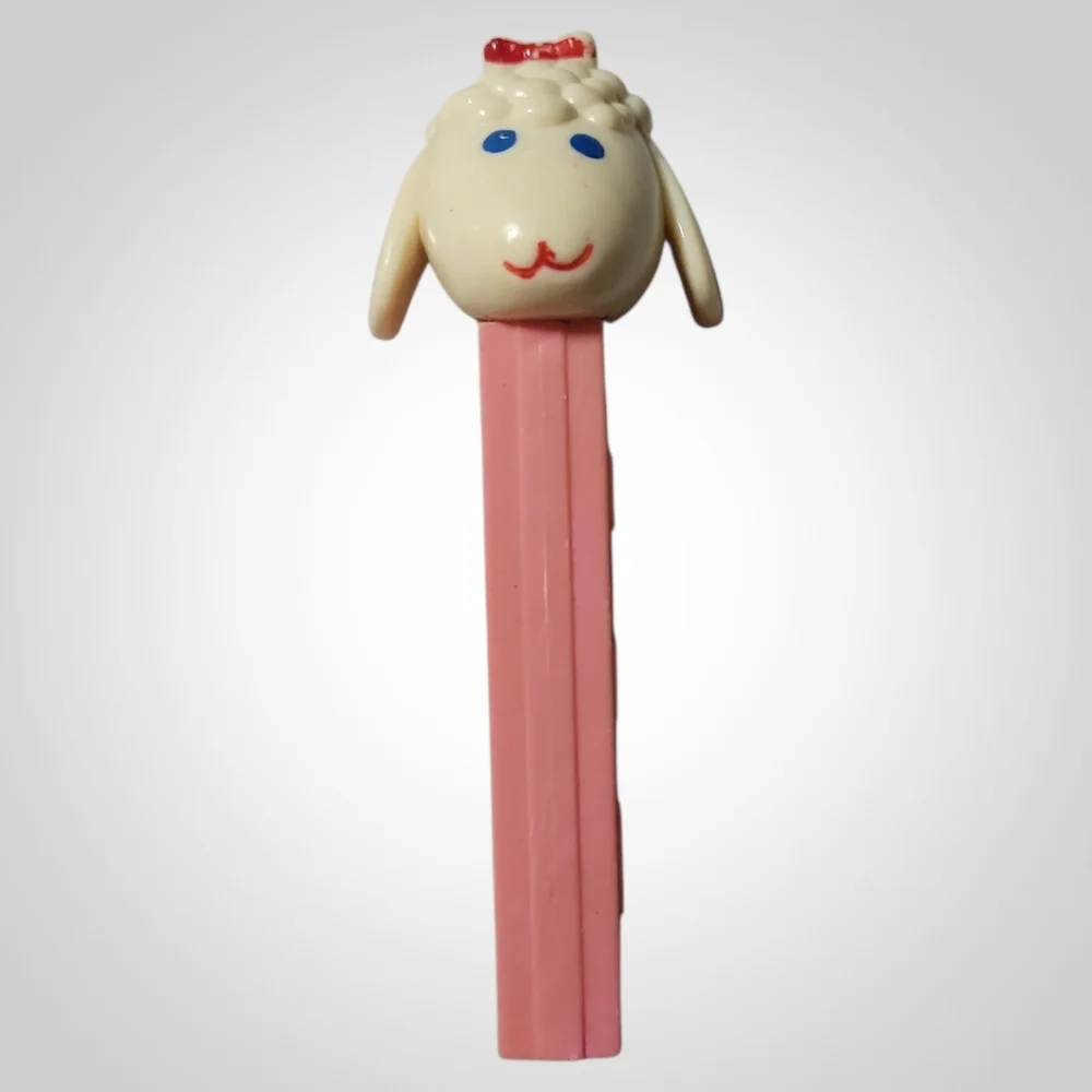 1 Vtg 1960's PEZ Easter White Lamb Chop Pink No Foot Candy Dispenser